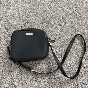 Black Crossbody Bag with Gold Accents